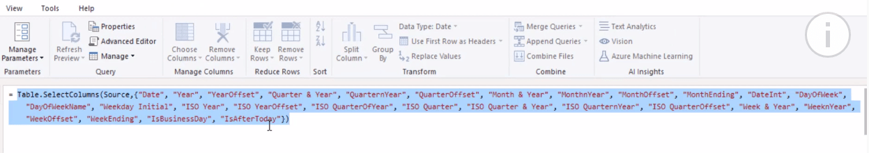 Udvidet datotabel Power Query M-funktion