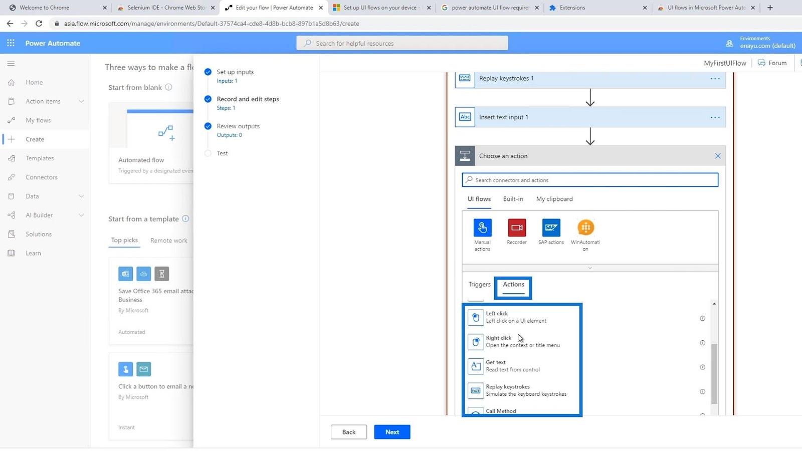 UI-flödesingångar i Microsoft Power Automate