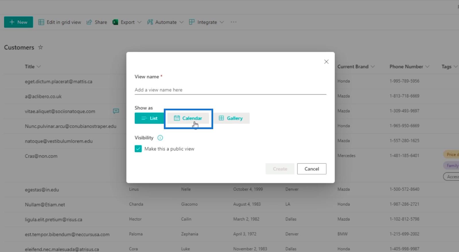 SharePoint-listans kalendervy