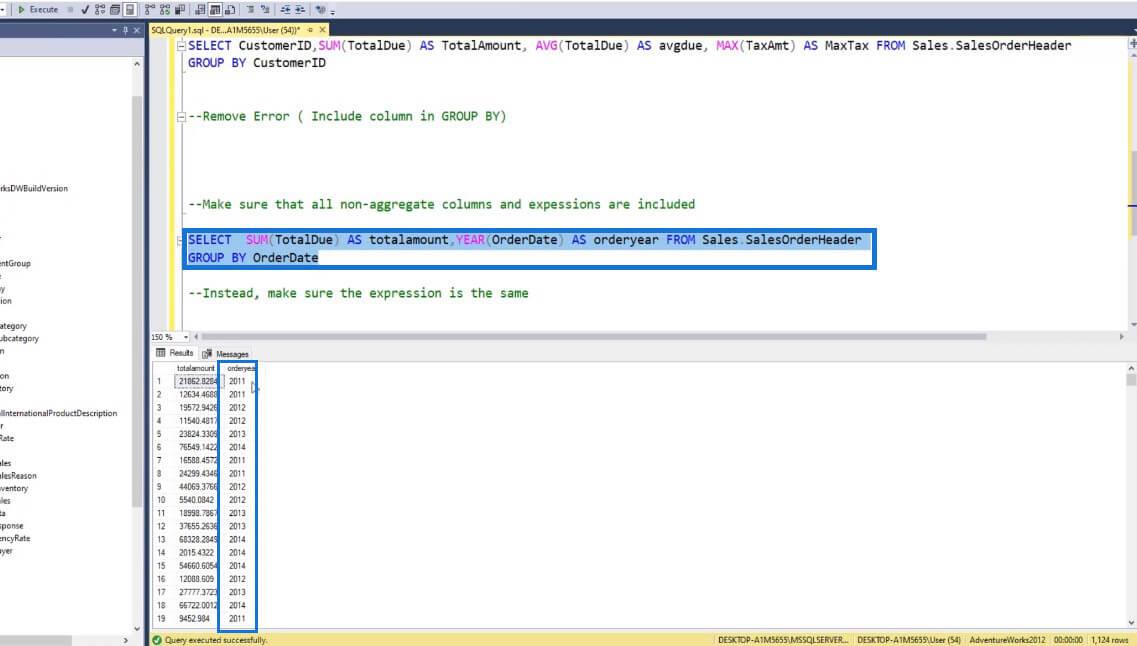 Samlede funktioner i SQL og deres brug