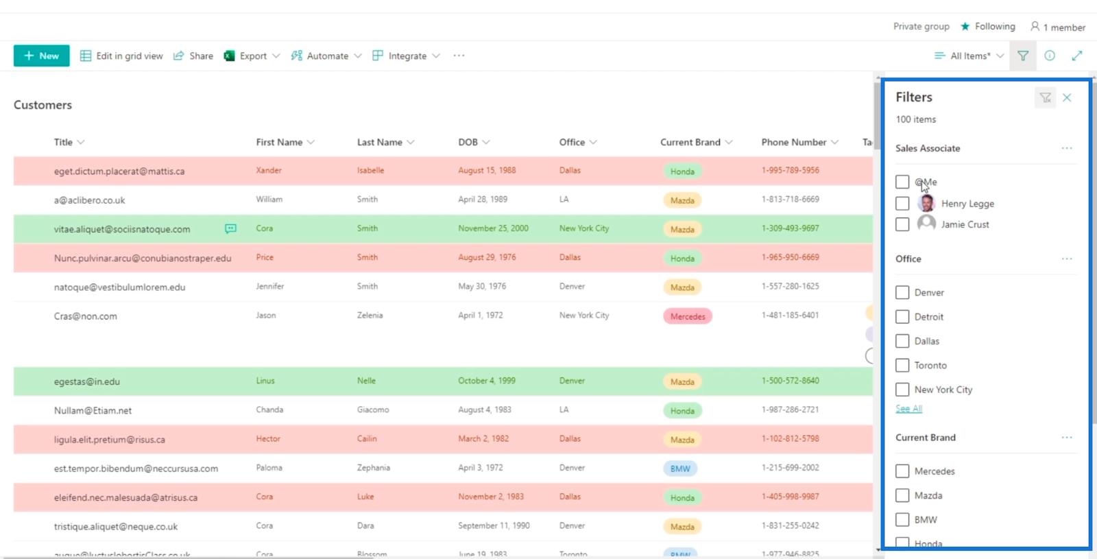 A SharePoint-lista figyelmeztetések beállítása