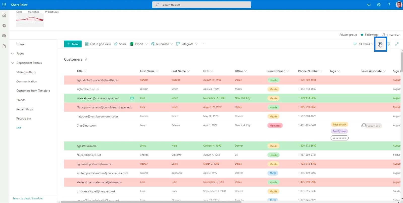 SharePoint List Formatering Walkthrough