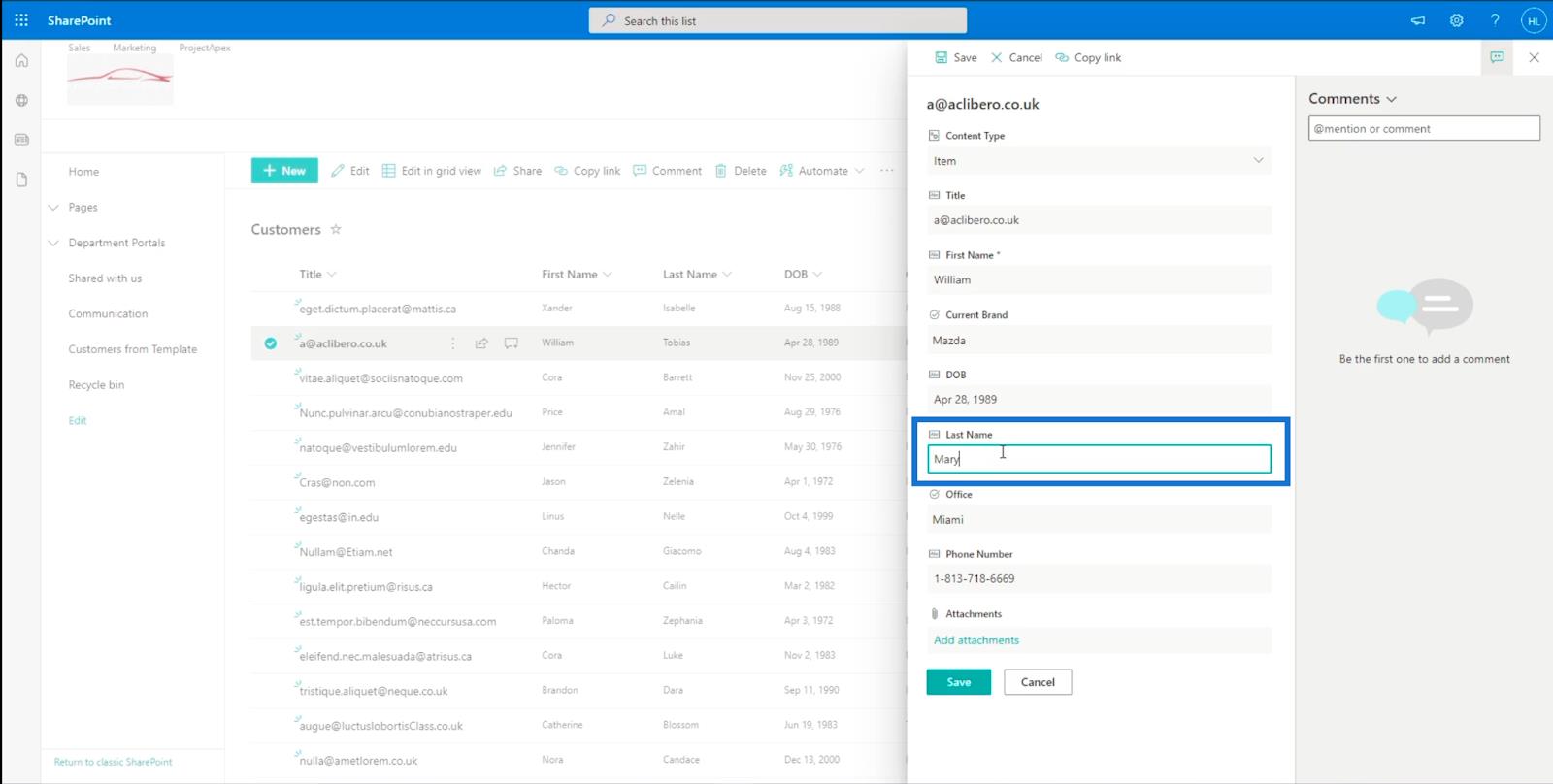 SharePoint listaelem: Egy- és több elem szerkesztése