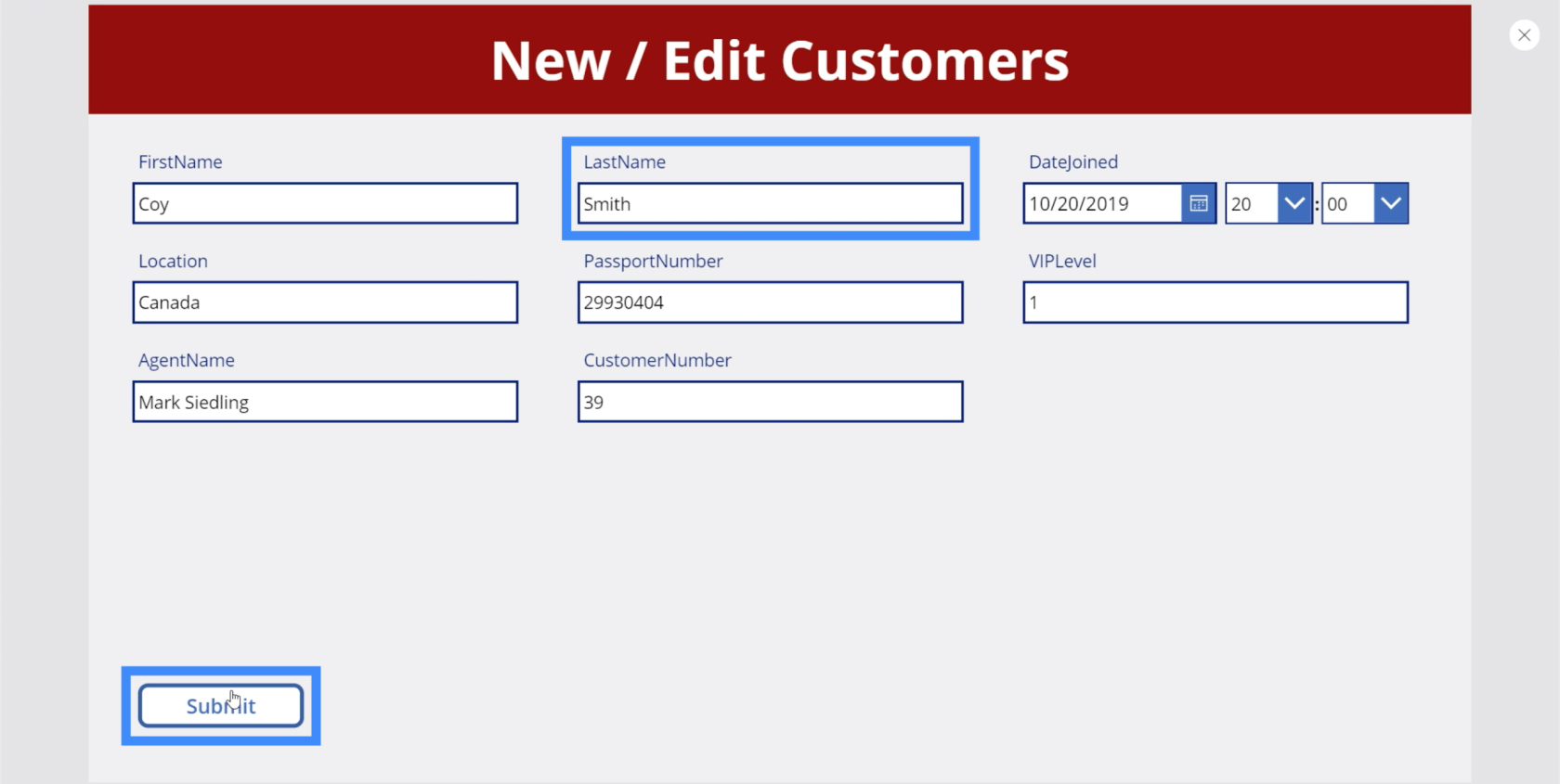 MS Power Apps detaljskärm och formulärskärm