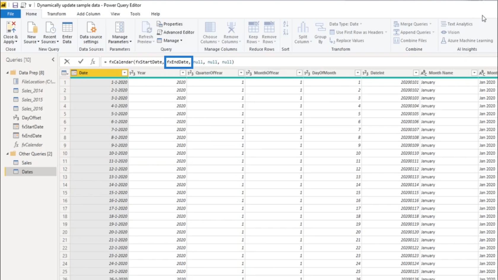 Opret et permanent opdateret øvelsesdatasæt i LuckyTemplates