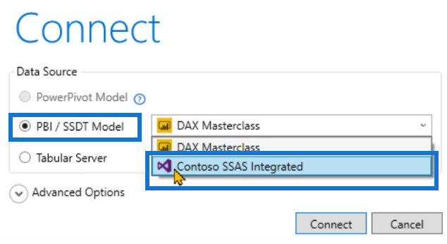 Forbind DAX Studio til LuckyTemplates og SSAS