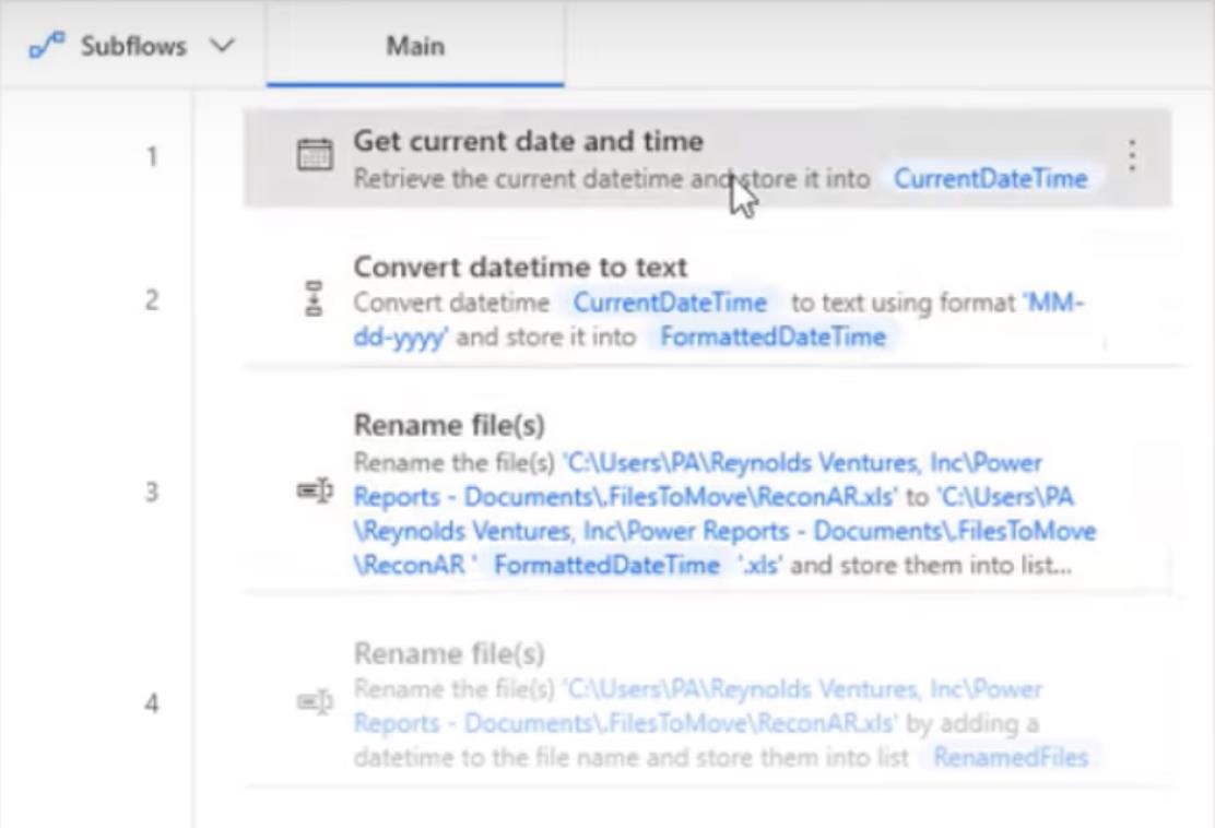 Lisää päivämäärä tiedostonimeen Power Automate Desktopissa