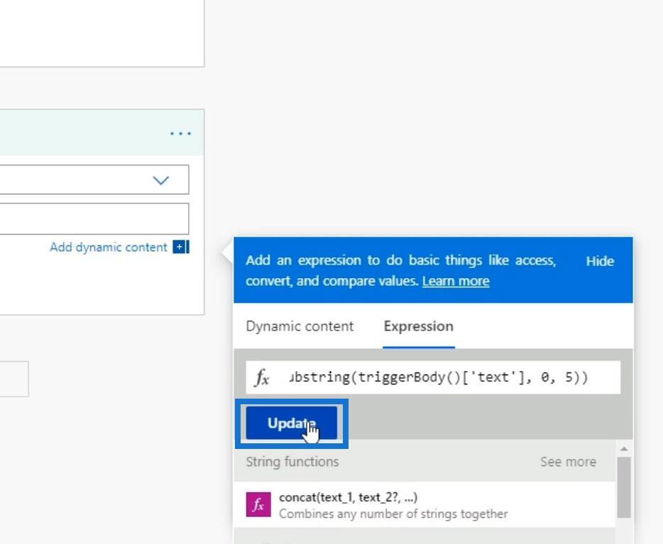 Power Automate String Functions: Substring ja IndexOf