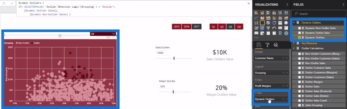 Dynaamisten outlier-trigger-pisteiden luominen LuckyTemplatesissa