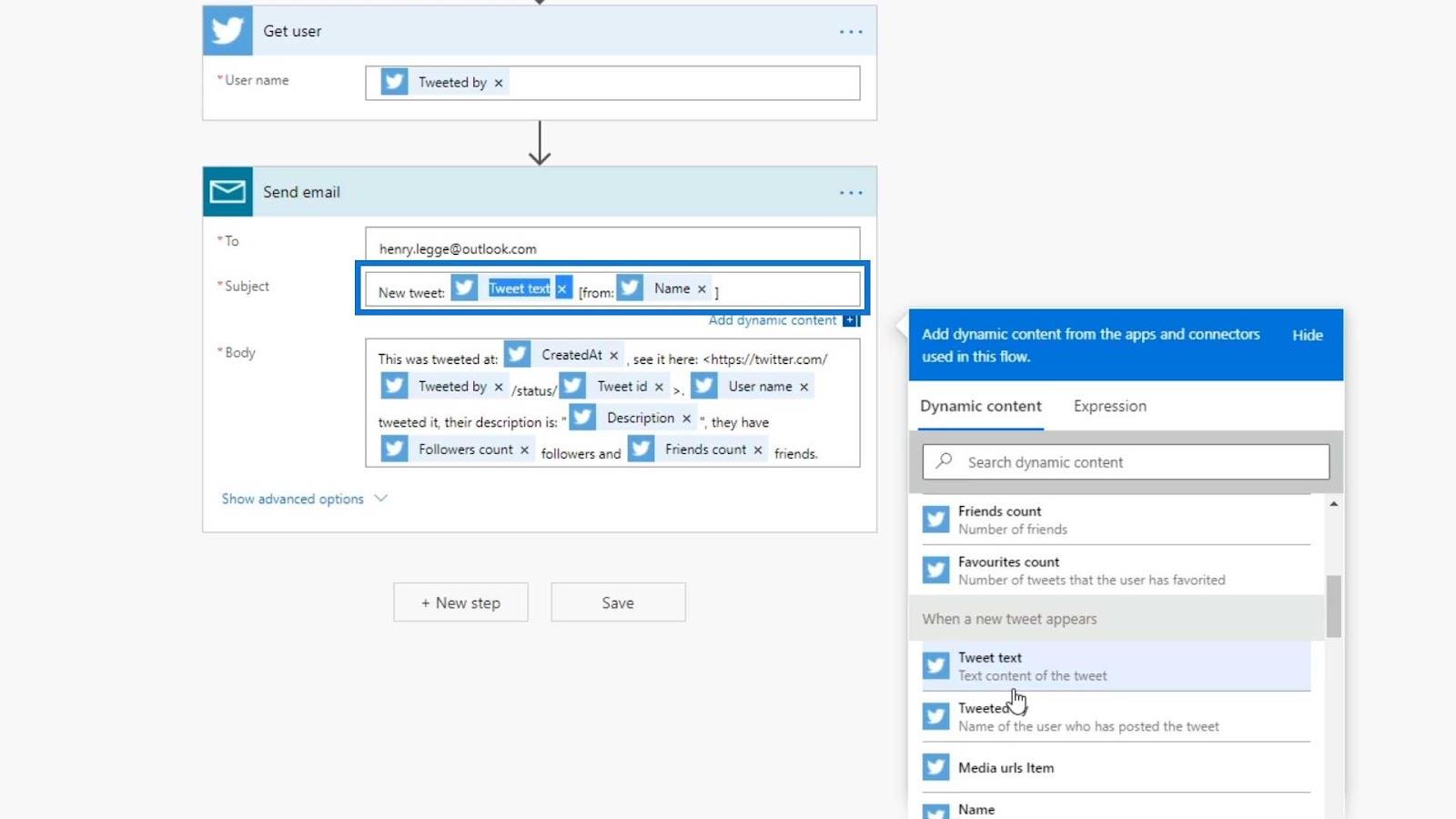 Automatiseret flow i Microsoft Power Automate