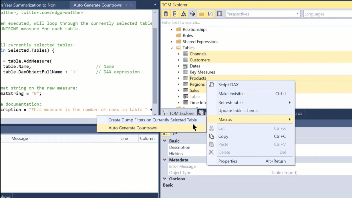 LuckyTemplates Tabular Editor 3: Automatizálás szkripttel