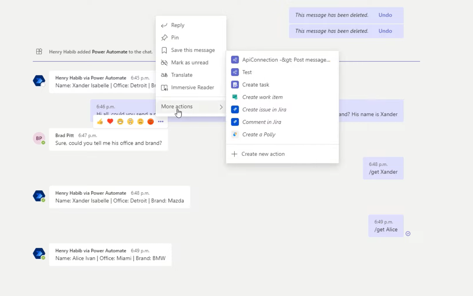 Adaptive kort i teams til at skabe genveje – Power Automate