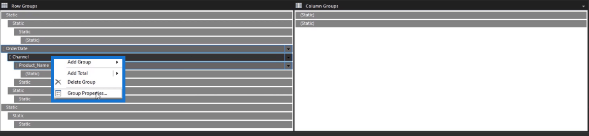 Luo matriisi LuckyTemplates Report Builderissa