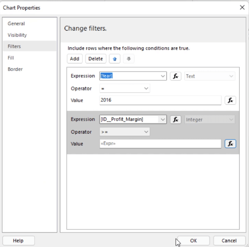 Hur man sorterar och filtrerar diagram i Report Builder