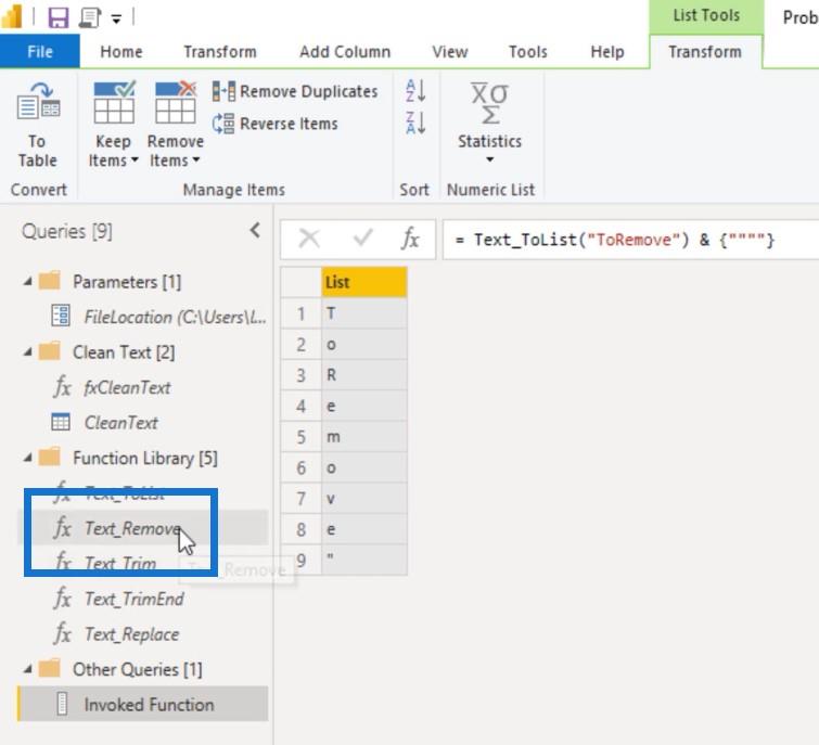 Oprettelse af en brugerdefineret tekstrensningsfunktion i Power Query