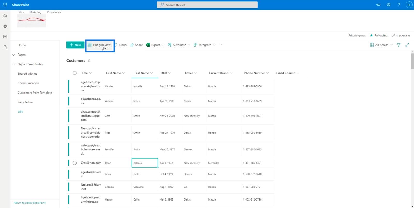 SharePoint listaelem: Egy- és több elem szerkesztése