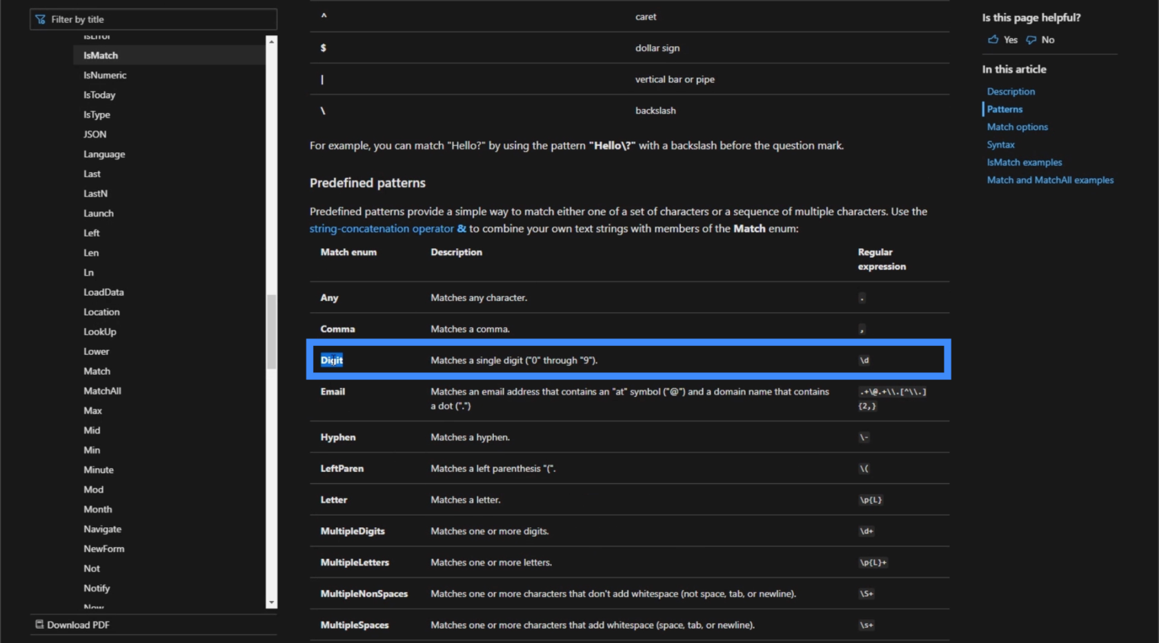 Datavalidering ved hjelp av IsMatch og variabler