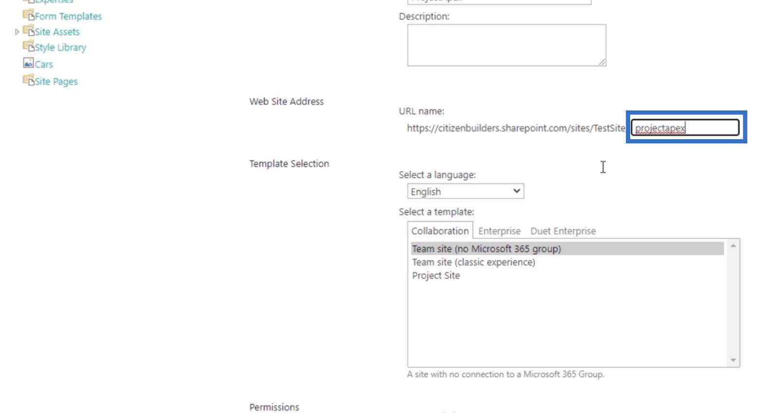 SharePoint Project Site: Oppretting og konfigurering