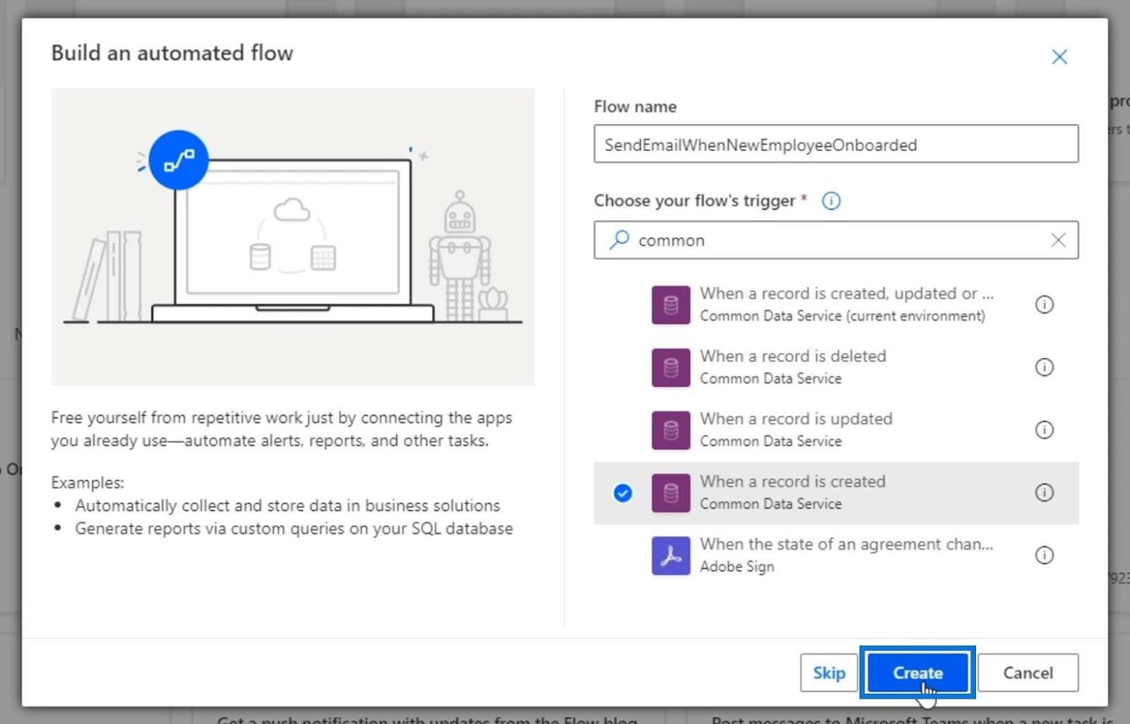 Business Process Flow Integration i Power Automate