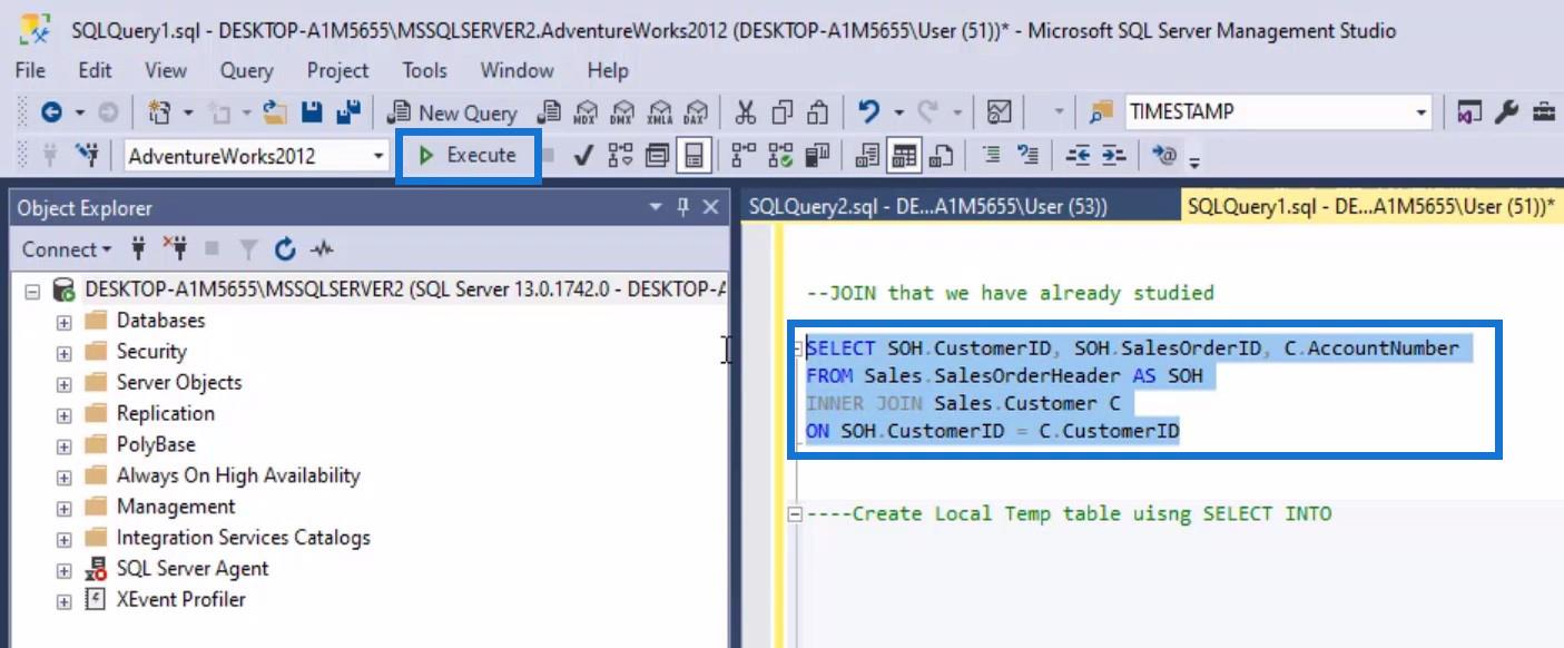 SQL Temp-tabeller og visninger for LuckyTemplates-bruker