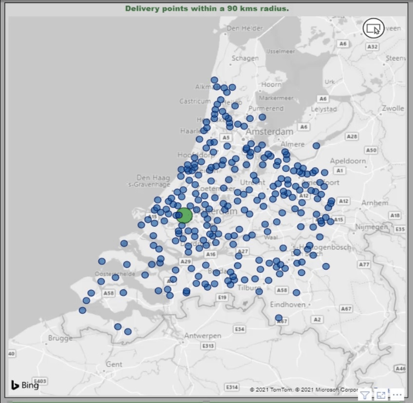 Avståndsberäkning på karta |  LuckyTemplates geospatial analys