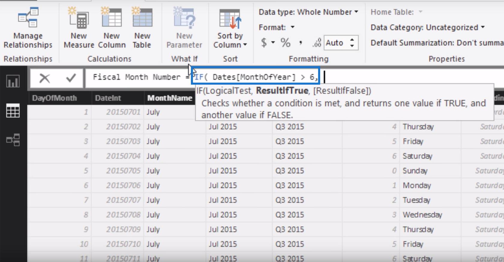 Filtrering af data efter tilpassede regnskabsår og kvartaler ved hjælp af beregnede kolonner i LuckyTemplates