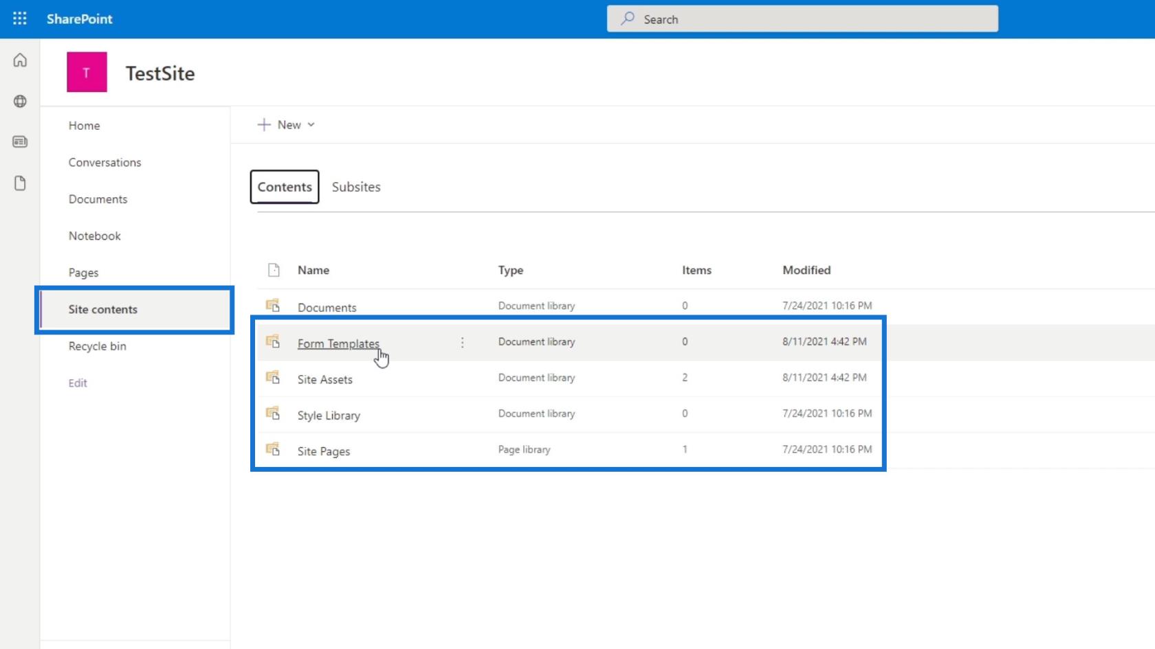 SharePoint-webbplats |  Layout och menygenomgång