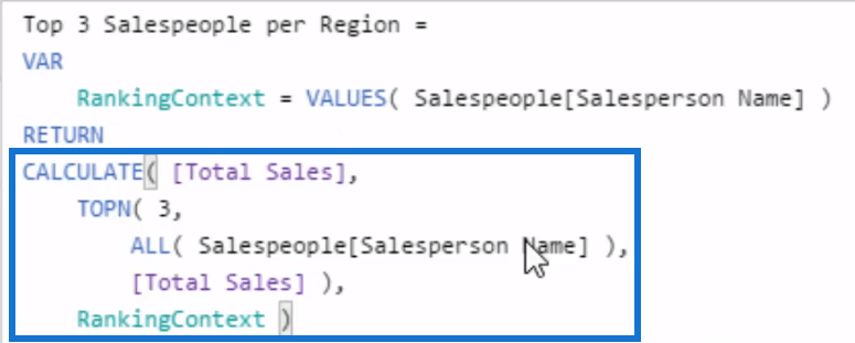 Find automatisk dine top 3 sælgere pr. region ved hjælp af DAX i LuckyTemplates