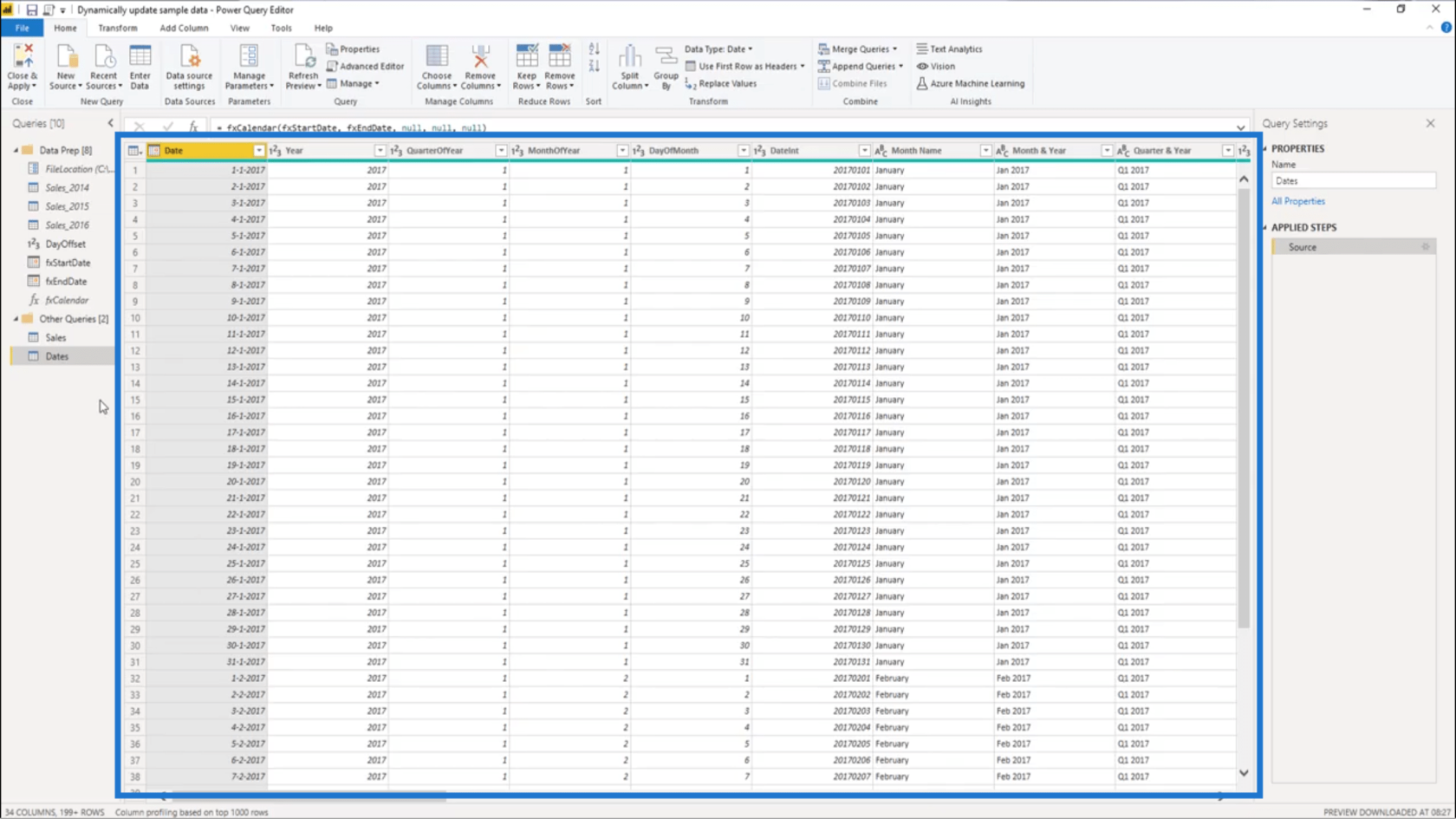 Opret et permanent opdateret øvelsesdatasæt i LuckyTemplates