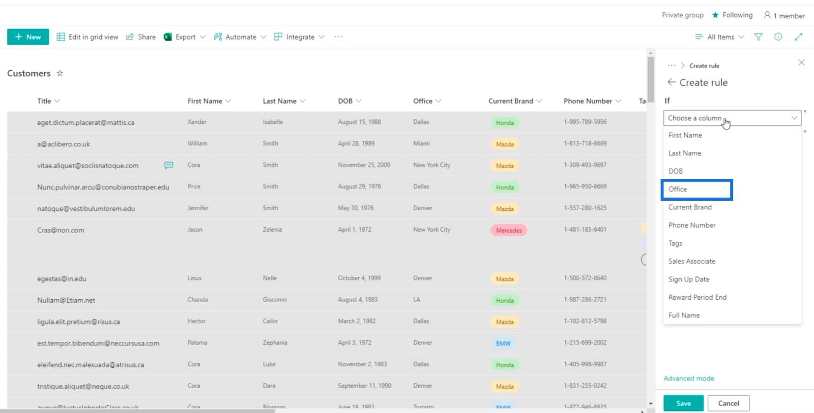 SharePoint List Formatering Walkthrough