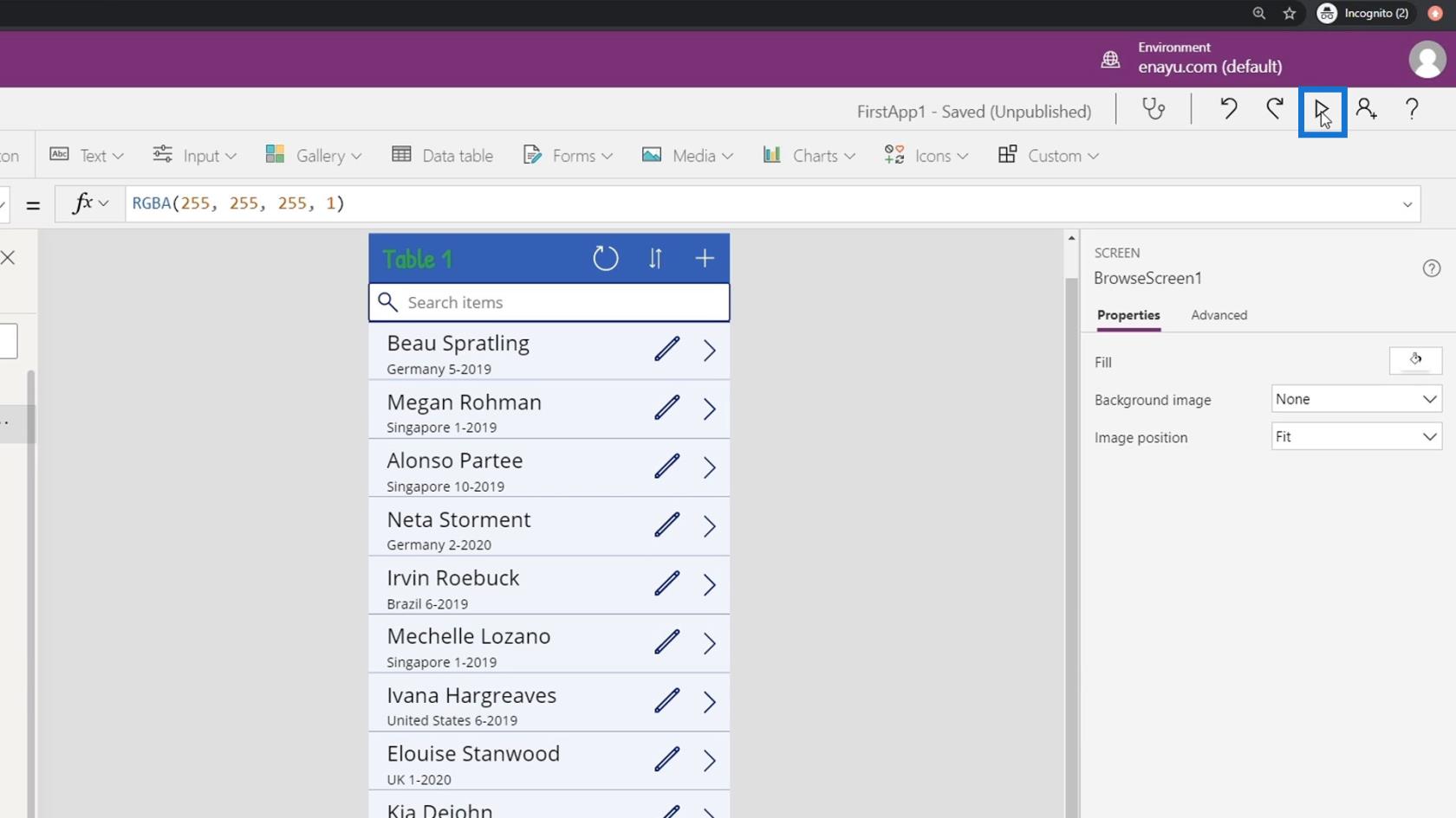 A PowerApps navigációs környezet áttekintése