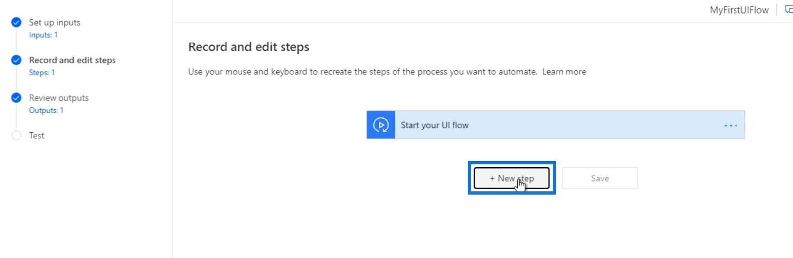 UI Flow bemenetek a Microsoft Power Automate-ban