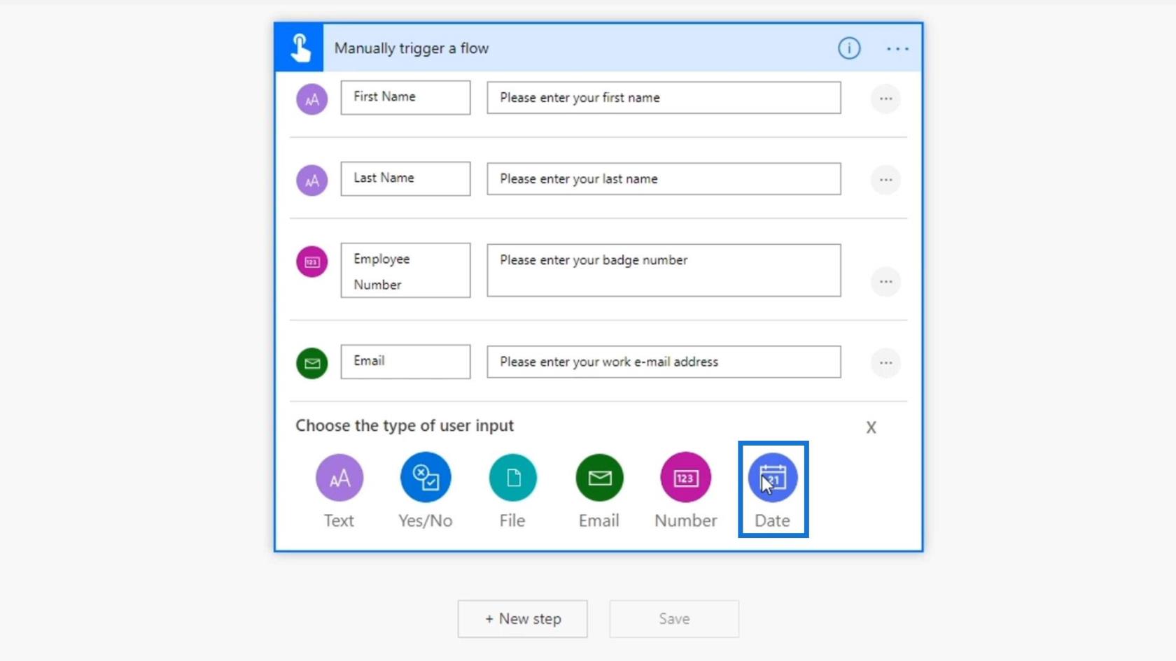 Workflow-input i Microsoft Power Automate