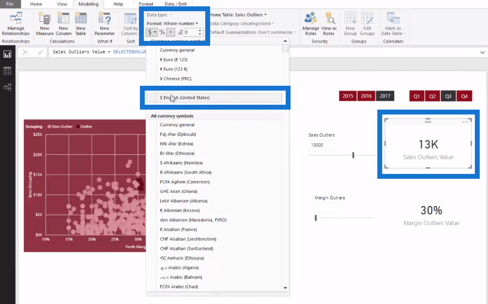 Oprettelse af dynamiske outlier-triggerpunkter i LuckyTemplates