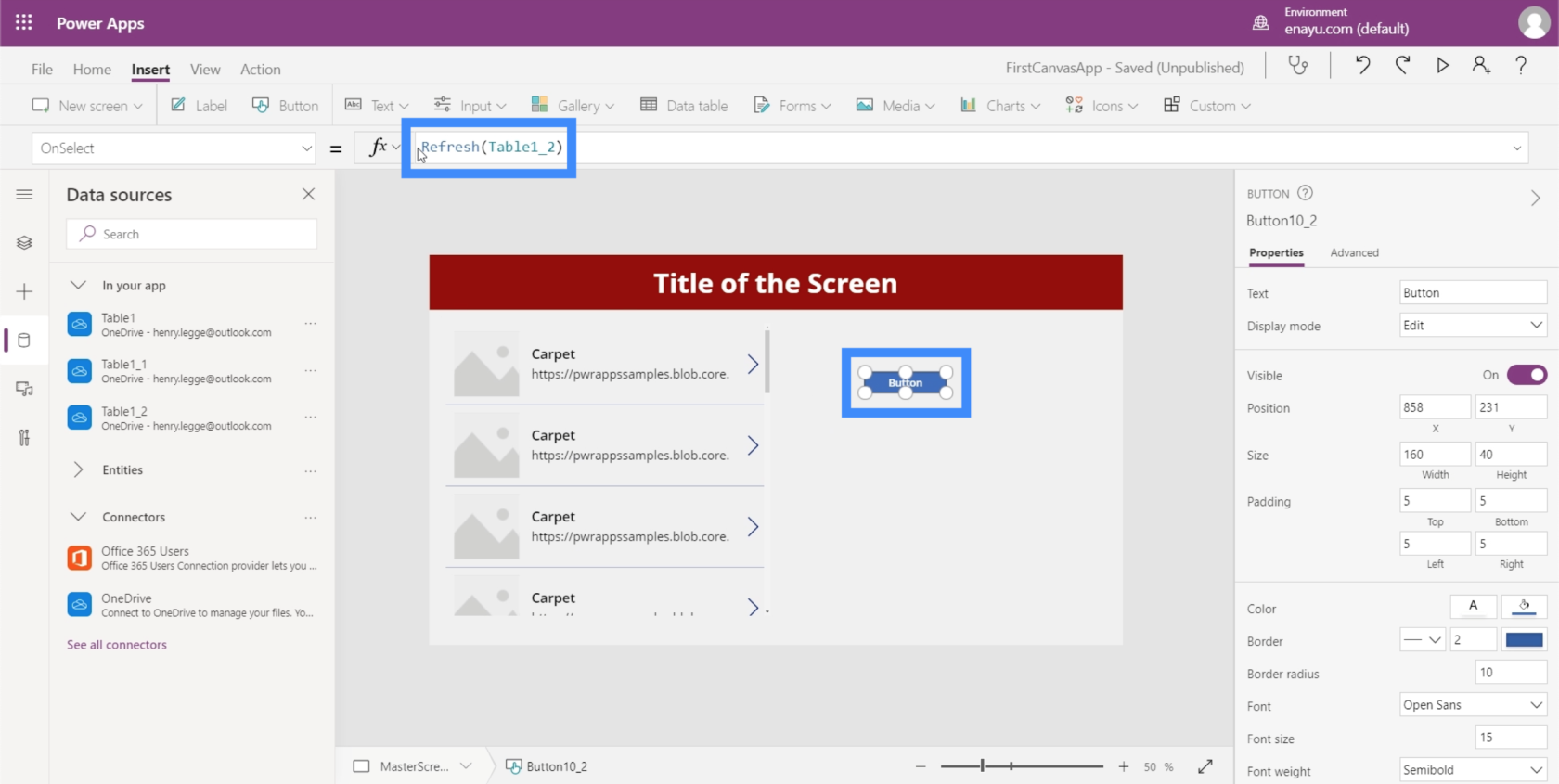 Grafy, grafy a dynamické obrázky PowerApps