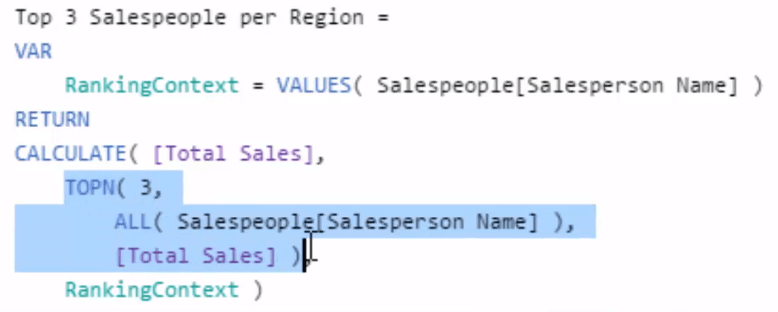 Find automatisk dine top 3 sælgere pr. region ved hjælp af DAX i LuckyTemplates