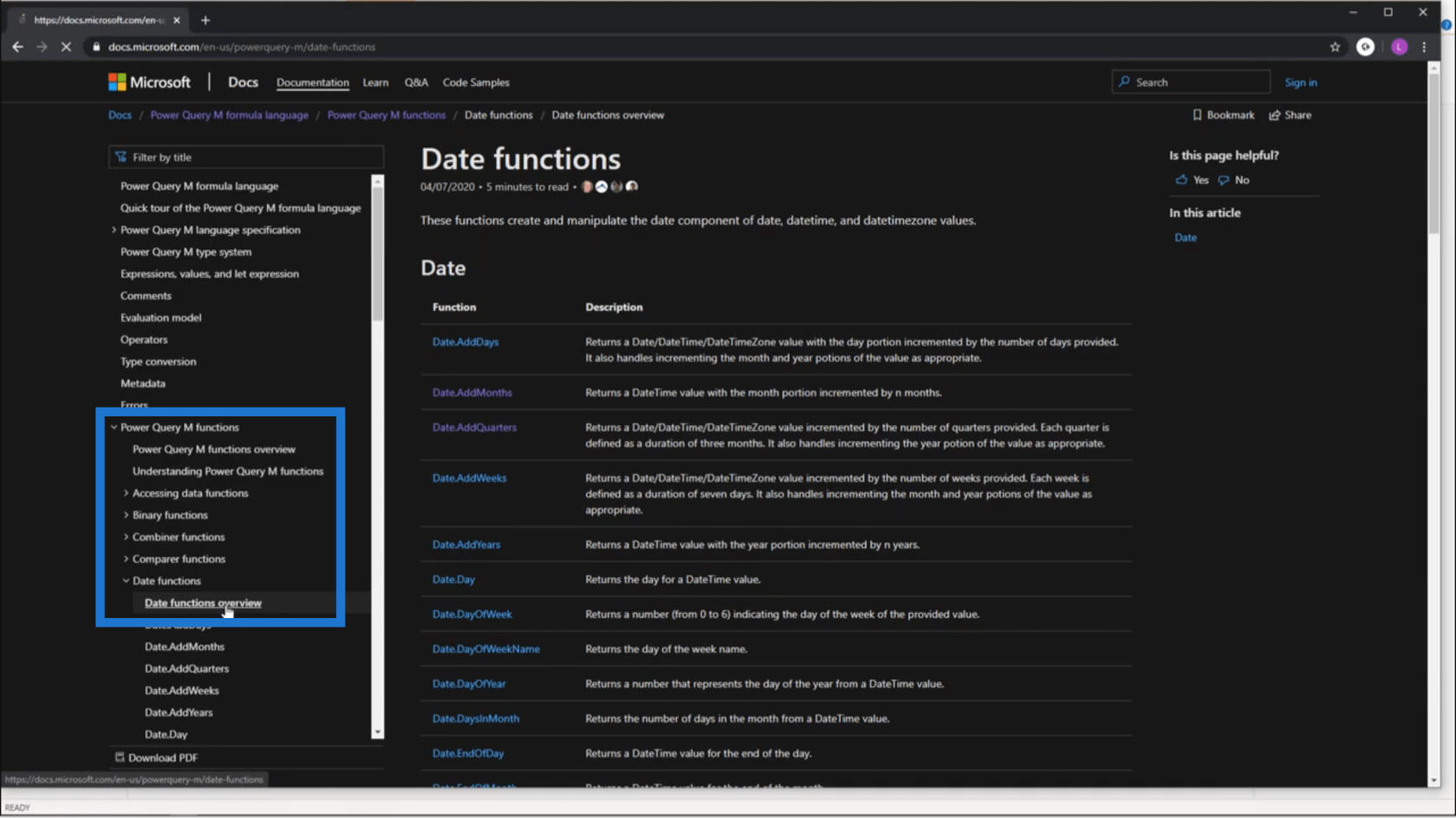 Sette opp en dynamisk startdato og sluttdato for datotabeller for Power Query