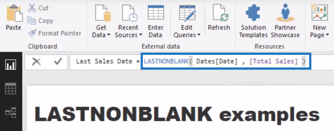 Використання LASTNONBLANK у формулі DAX