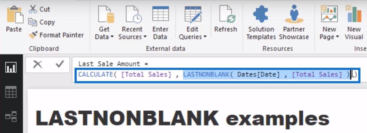 Використання LASTNONBLANK у формулі DAX