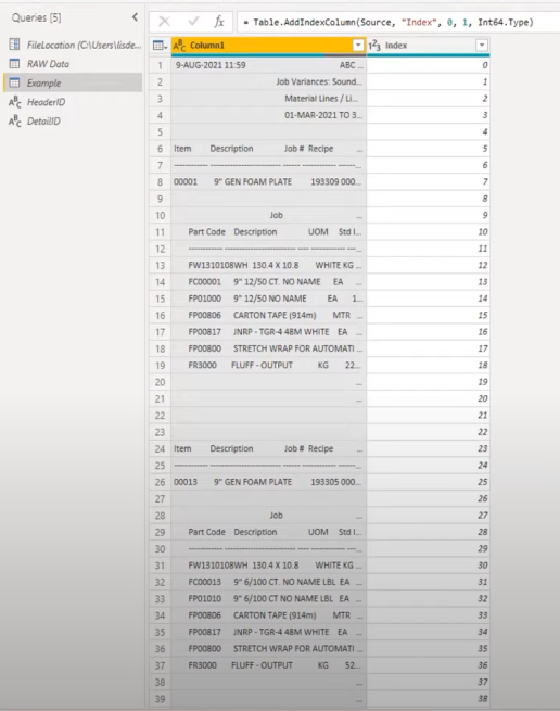 Microsoft Power Query-veiledning om hvordan du løser problemer med blandede faste kolonnebredder