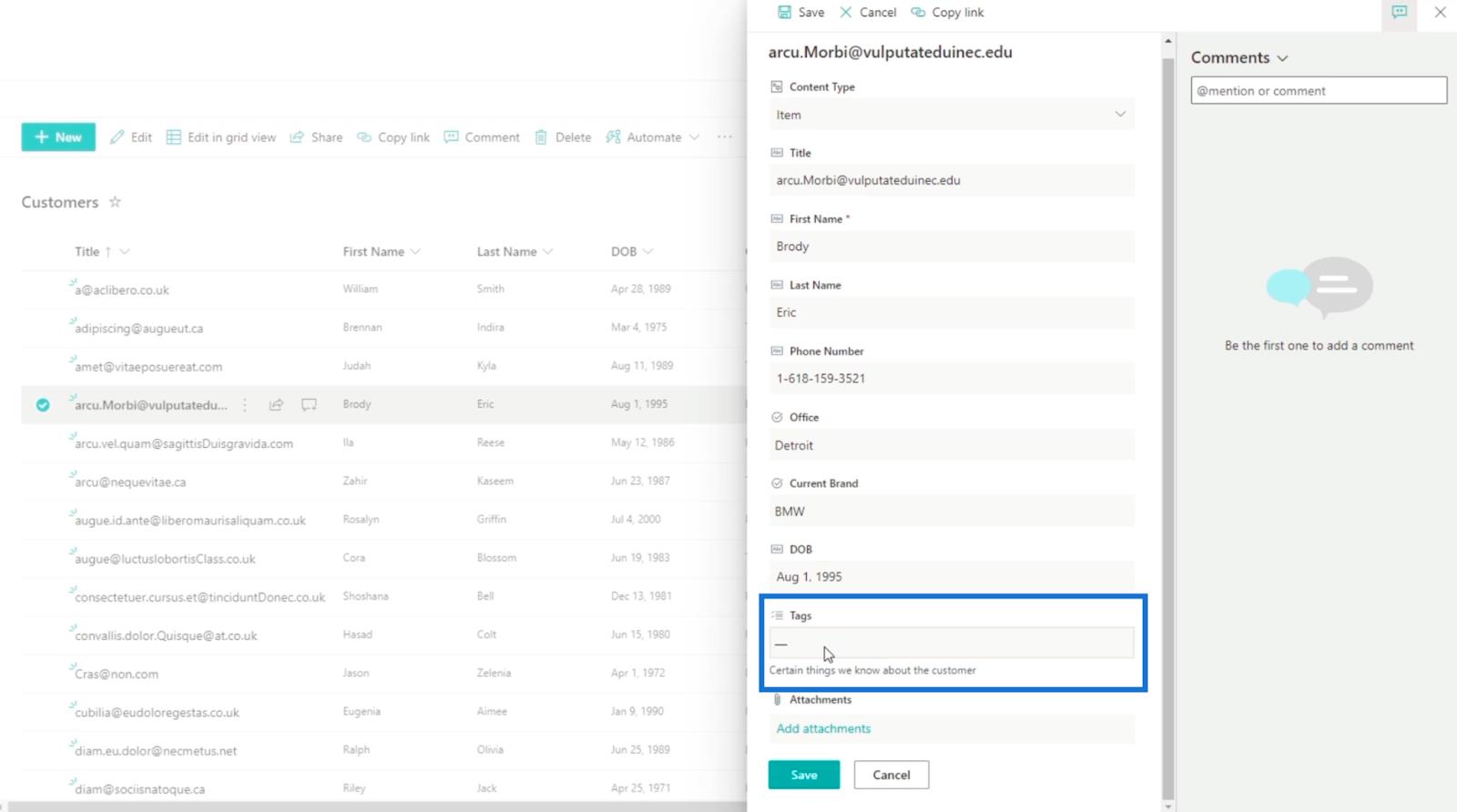 Přidání pole SharePoint Choice v seznamu