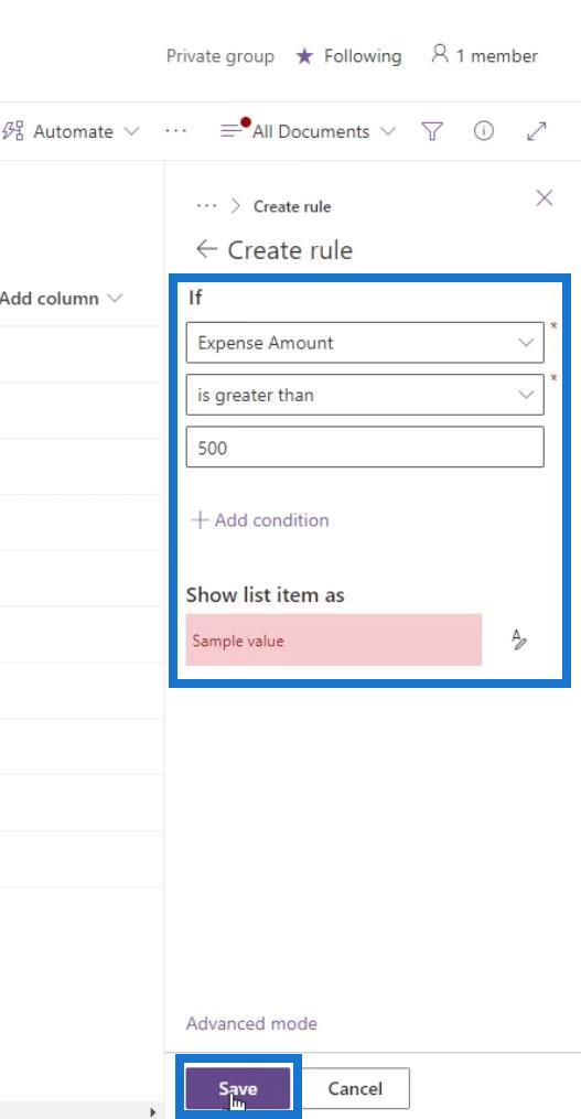 Se formatering i SharePoint