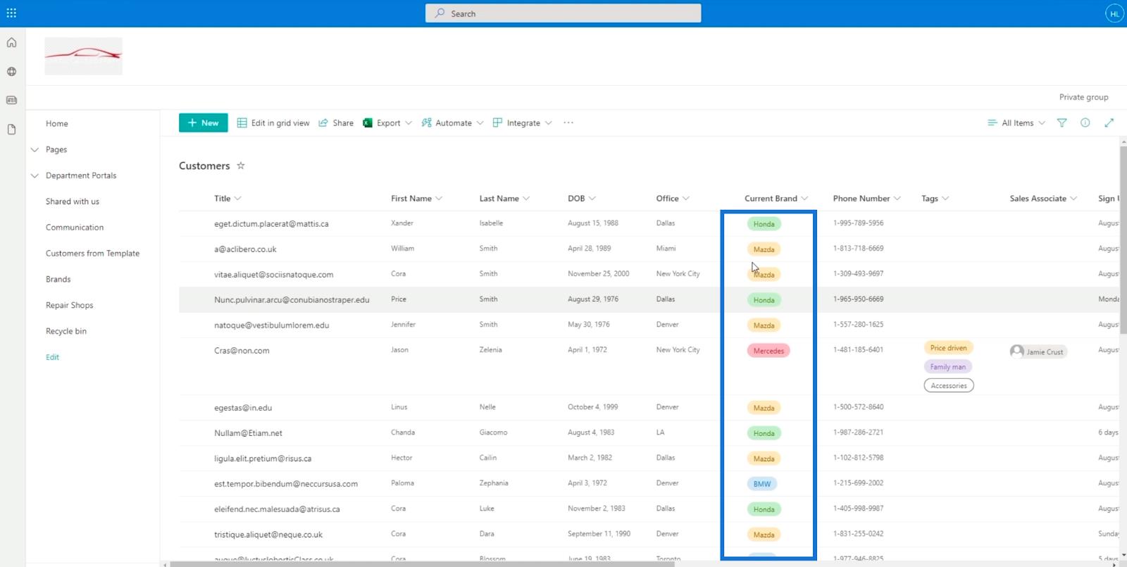 SharePoint List Formatering Walkthrough