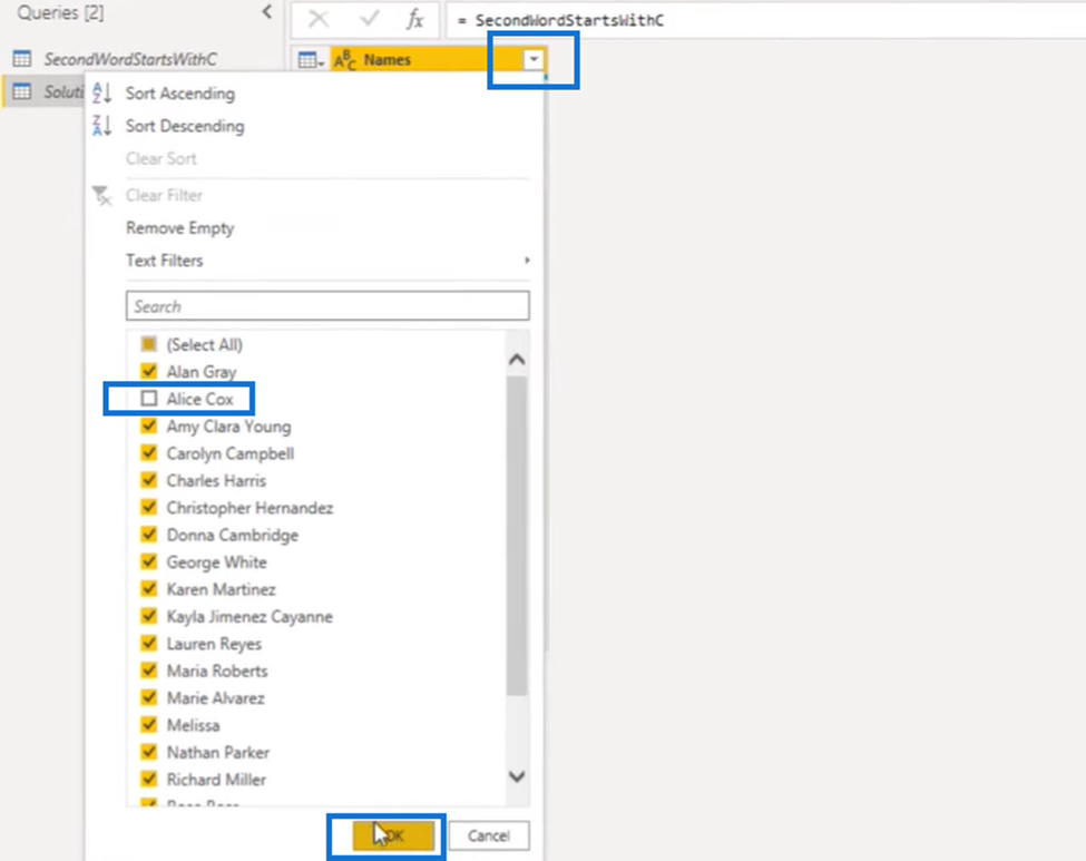 Power Query Filter efter en specifik första bokstav eller tecken Handledning