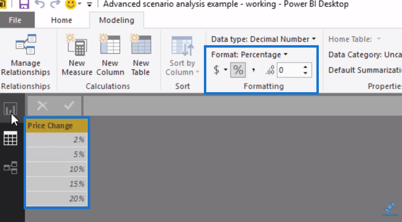 LuckyTemplates-datamodell for avansert scenarieanalyse ved bruk av DAX