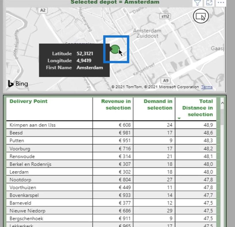 Avstandsberegning på kart |  LuckyTemplates geospatial analyse