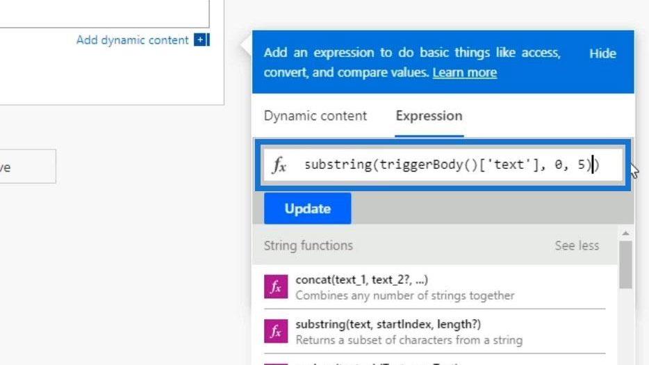 Power Automate String Functions: Substring og IndexOf