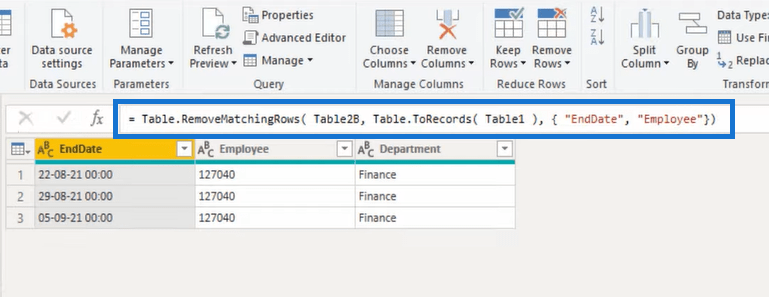 Porovnávanie tabuliek v Power Query |  Výukový program LuckyTemplates