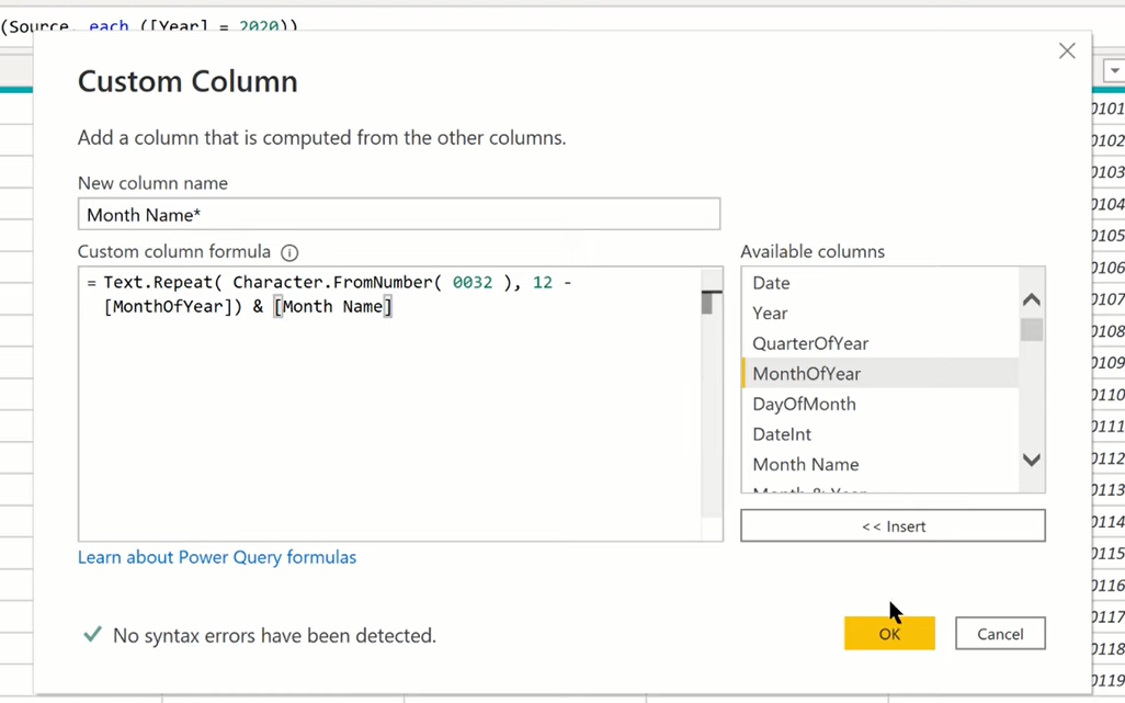 DAX And ​​Power Query |  Opprette selvsorteringskolonner