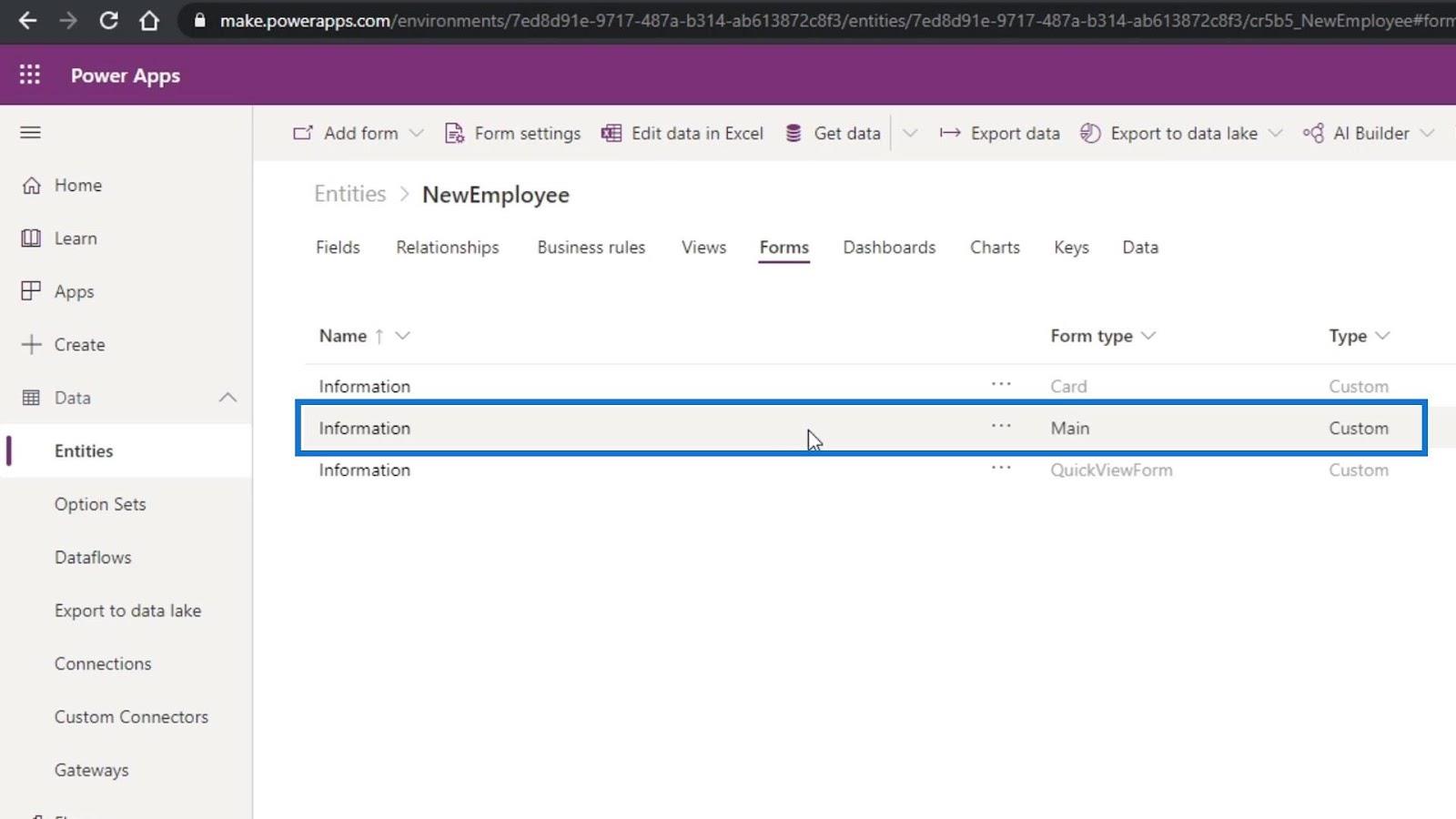 PowerApps űrlap: Mezők hozzáadása és módosítása